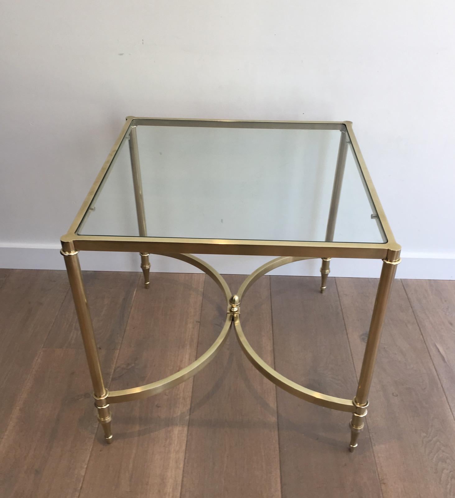 in the Style of Maison Jansen. Rare Large Pair of Neoclassical Brass Side Tables 9