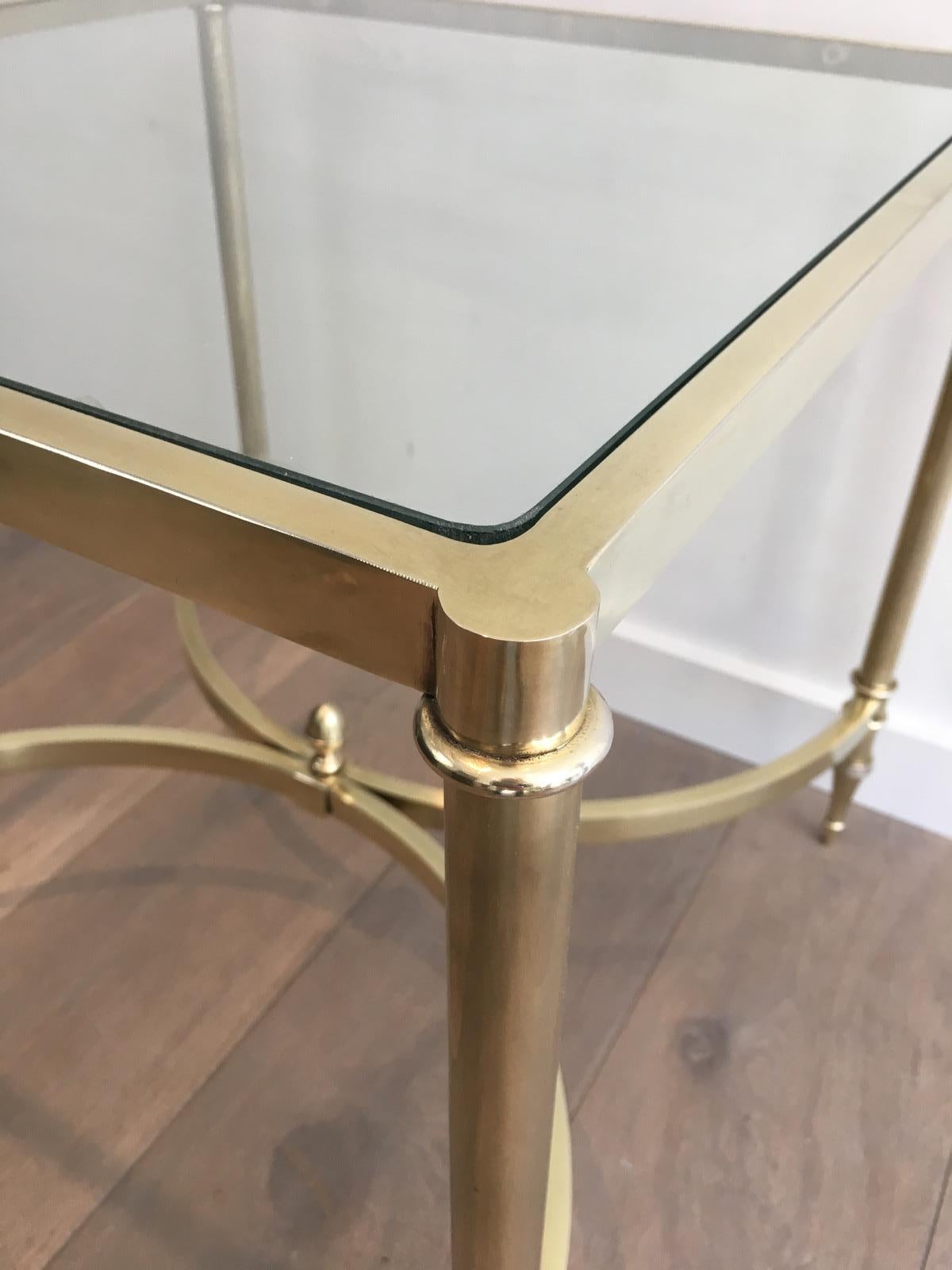 Mid-20th Century in the Style of Maison Jansen. Rare Large Pair of Neoclassical Brass Side Tables