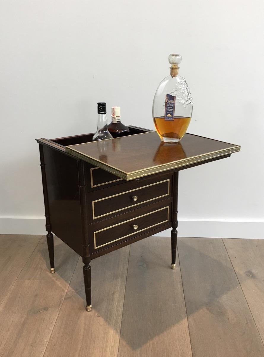 In the Style of Maison Jansen, Unusual Neoclassical Mahogany and Brass Bar 8
