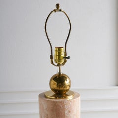 In the style of Maitland Smith Pink Tessellated Marble Lamps, Pair