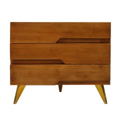 Modern Mid-Century Style Solid Wood and Brass Pair of Italian Dressers