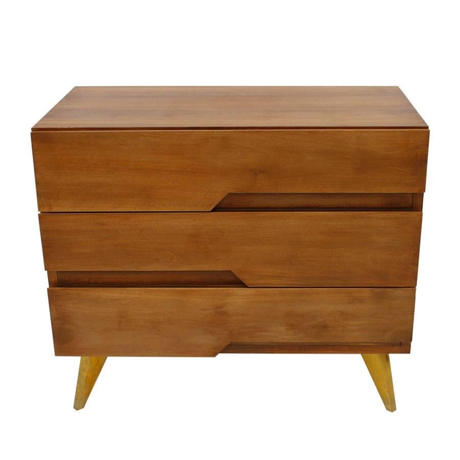 in the Style of Mid-Century Modern Solid Wood Pair of Italian Dressers In Good Condition For Sale In Madrid, ES