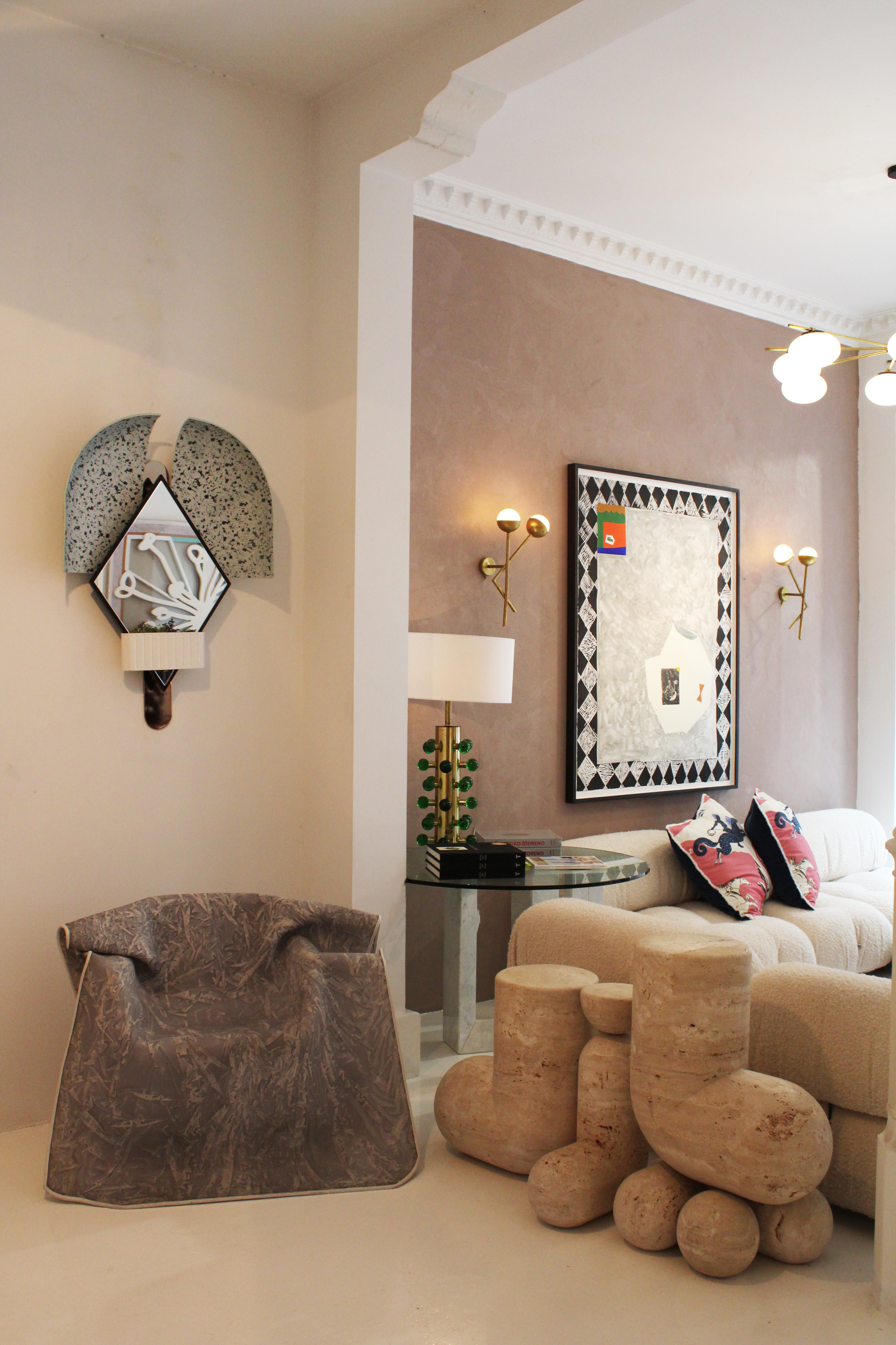 Al Estilo de las Lámparas de Mesa Italianas de Mediano Siglo Vidrio de Murano Verde y Base de Latón Siglo XXI y contemporáneo en venta