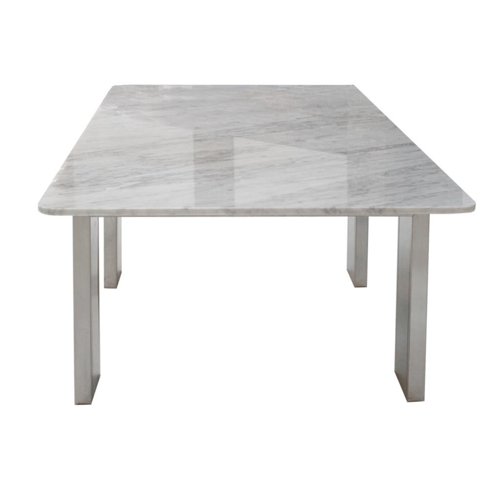 In the Style of Midcentury L.A. Studio Marble and Steel French Table 2