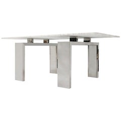 In the Style of Midcentury L.A. Studio Marble and Steel French Table