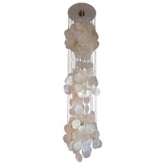 Retro In the Style of Panton Verner Capiz Shell Chandelier or Pendant, 1970s