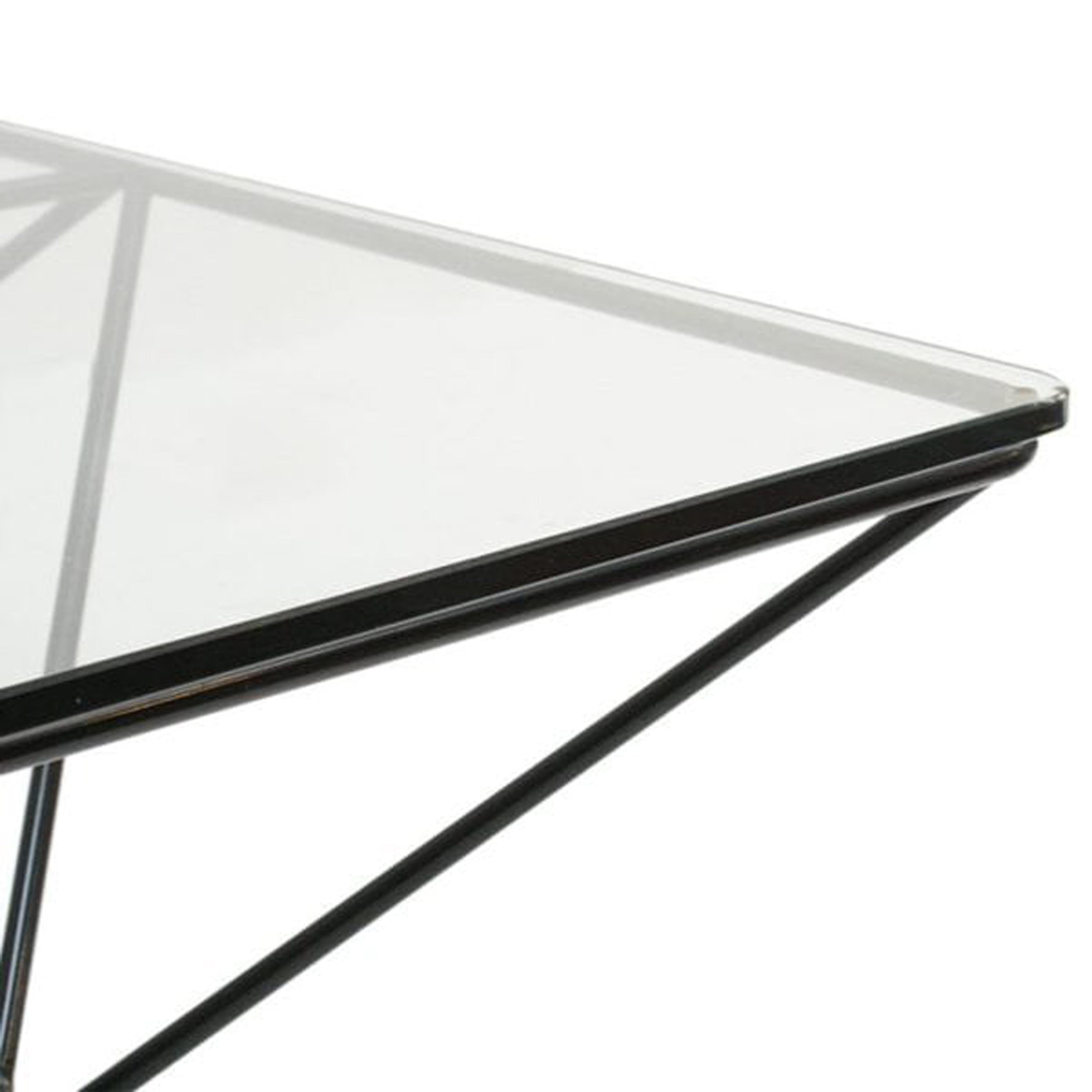 Italian In the Style of Paolo Piva Geometric Metal Base and Glass Top Coffee Table