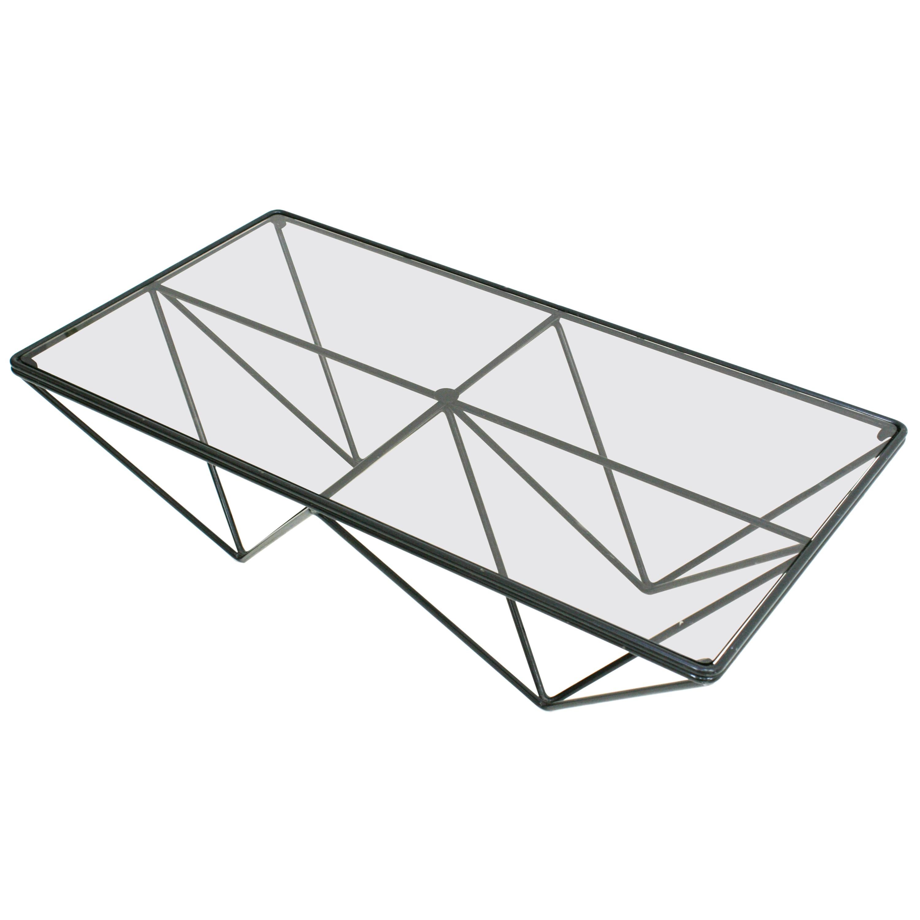 In the Style of Paolo Piva Glass Top and Metal Base Italian Coffee Table