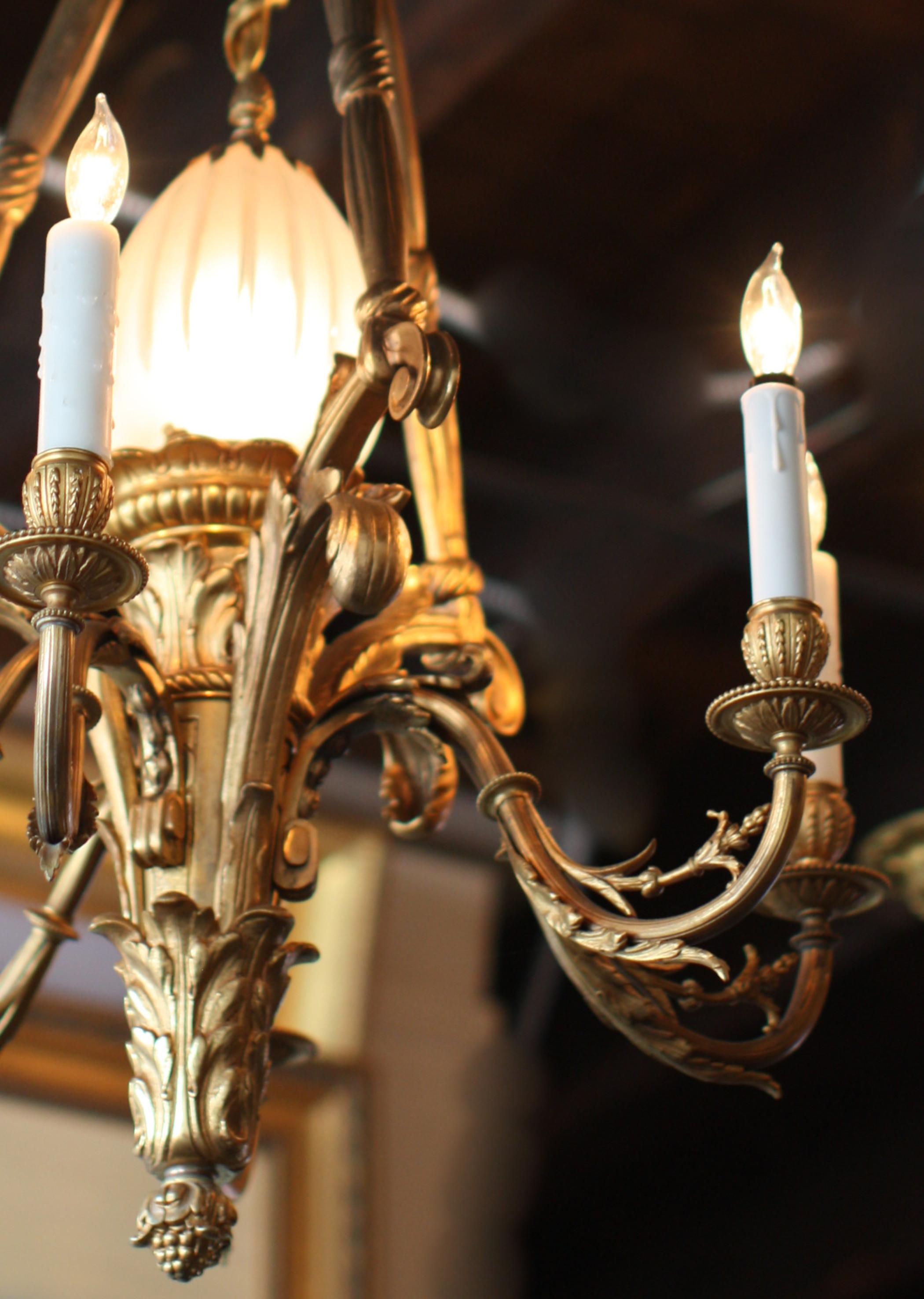 In the Style of Pierre Gouthière Dore Bronze Chandelier, Late 19th Century For Sale 1