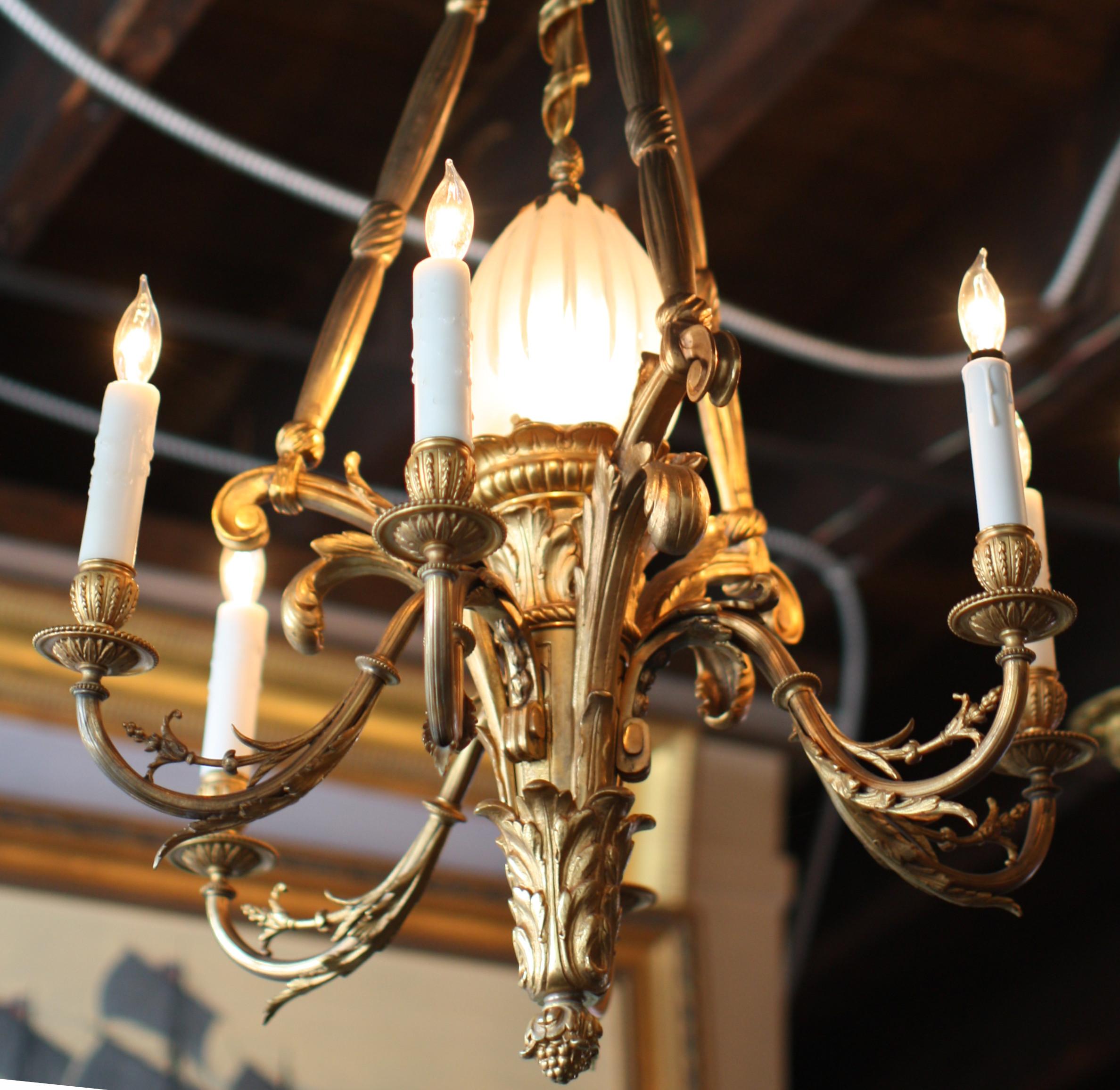 In the Style of Pierre Gouthière Dore Bronze Chandelier, Late 19th Century For Sale 2