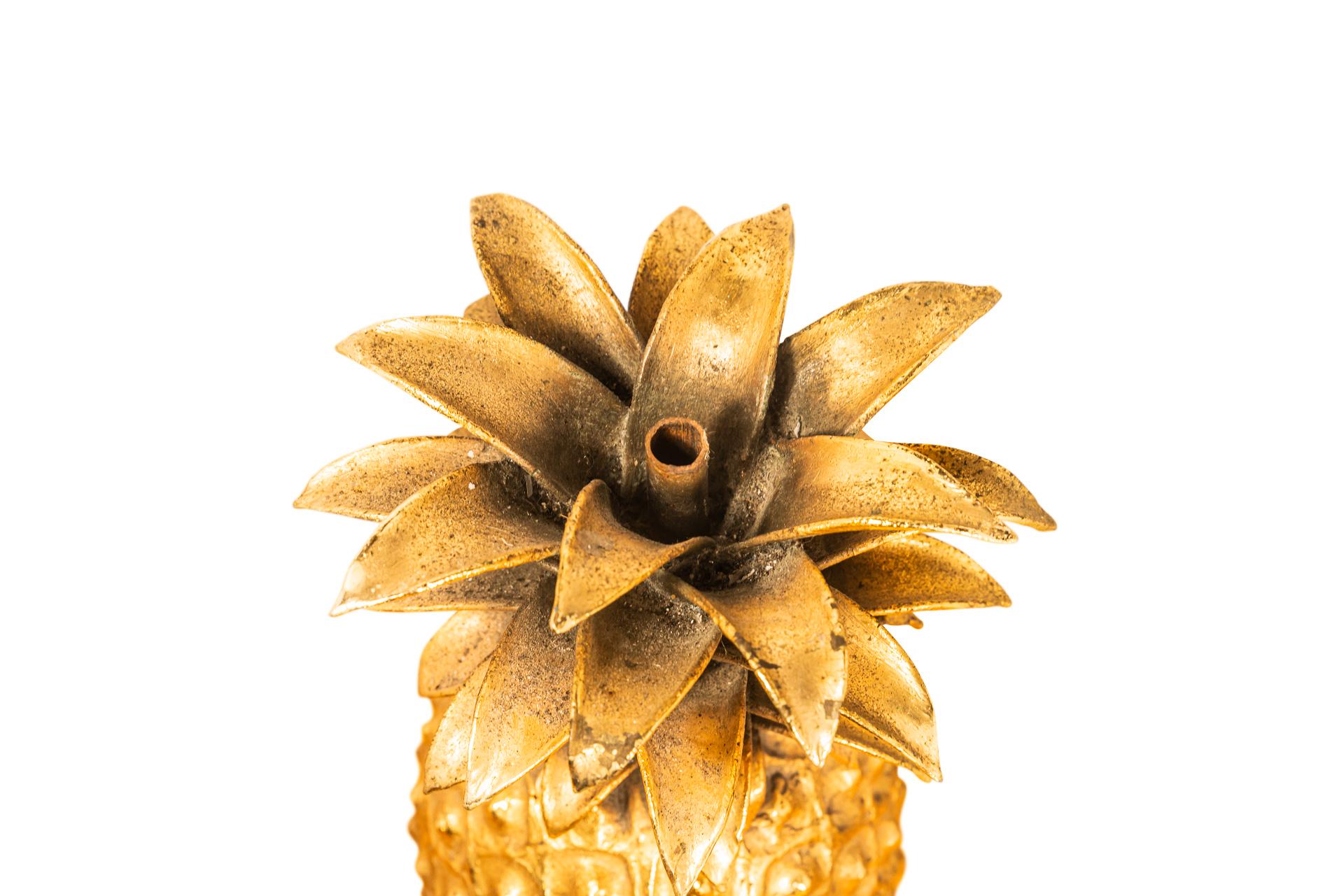 Brass In the Style of the Maison Charles, Pair of Pineapples, circa 1980, France