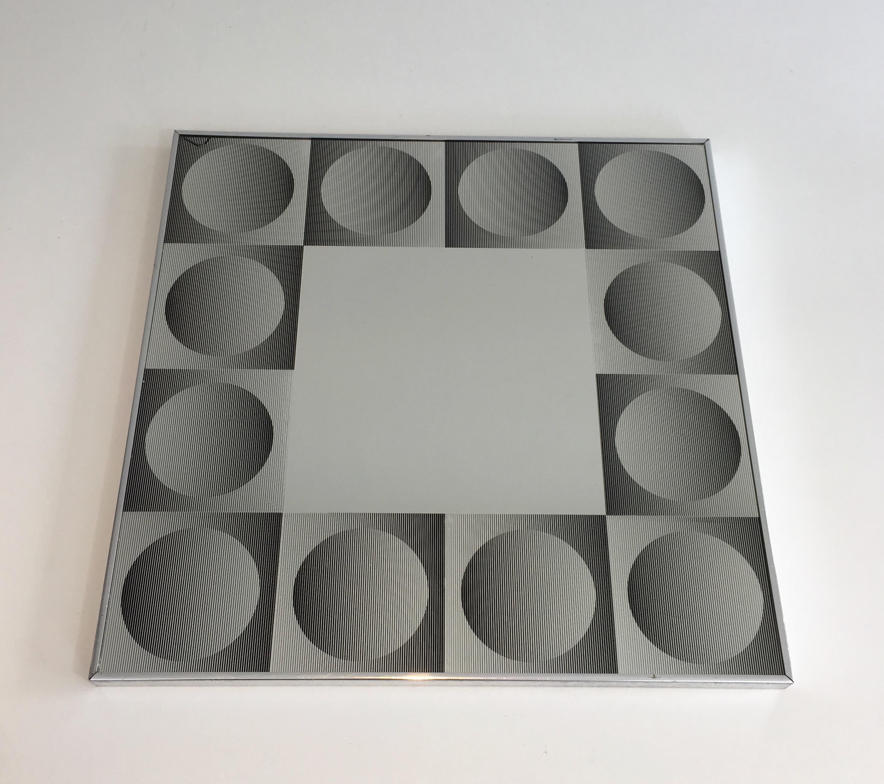 In the Style of Victor Vasarely, Optique Art Mirror For Sale 12