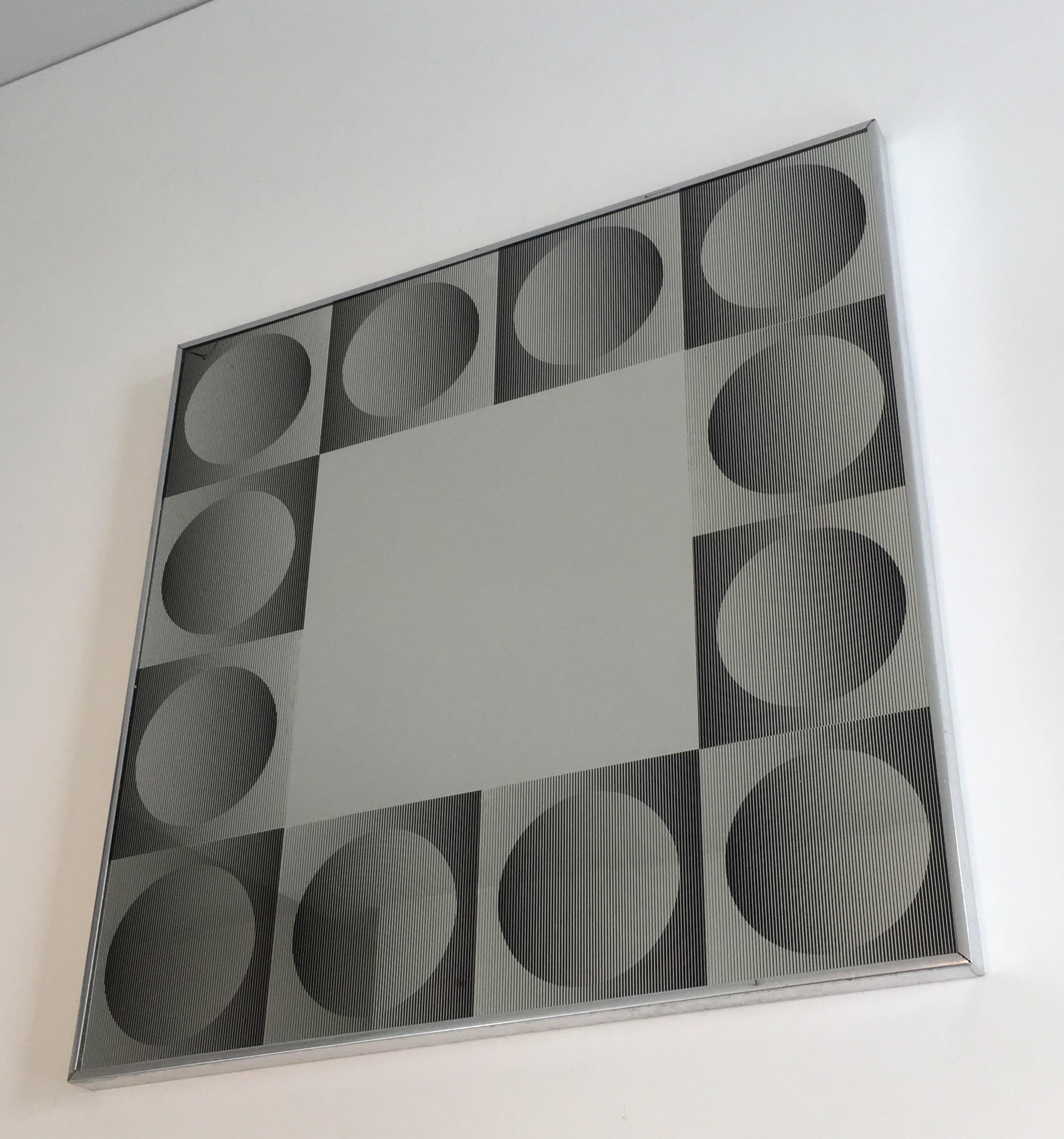 In the Style of Victor Vasarely, Optique Art Mirror For Sale 13