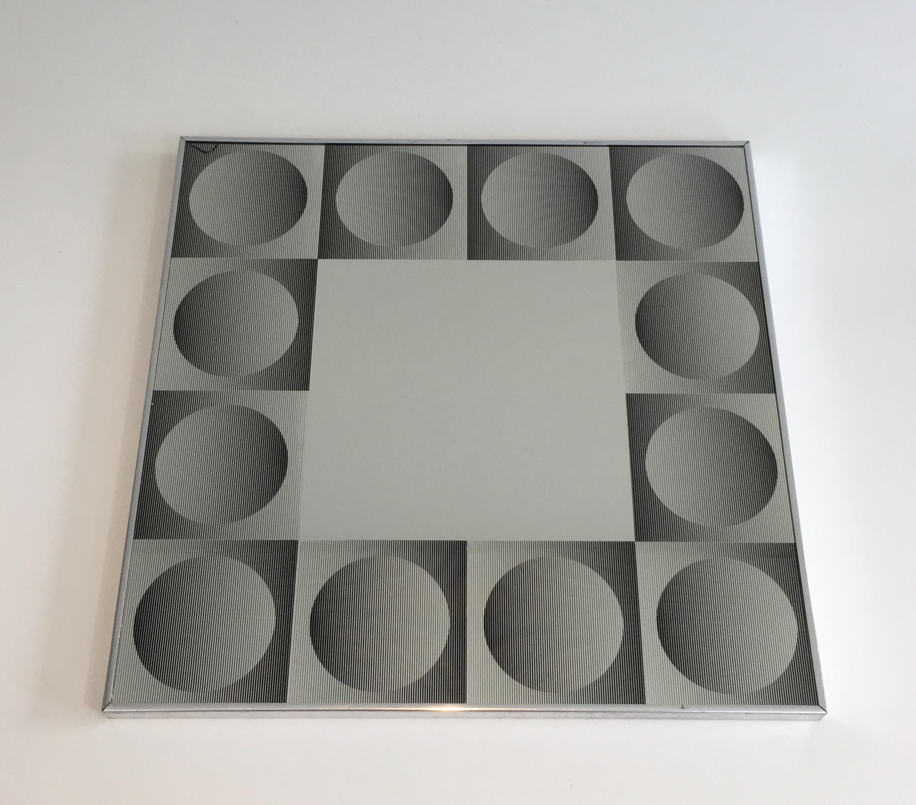 In the Style of Victor Vasarely, Optique Art Mirror For Sale 14