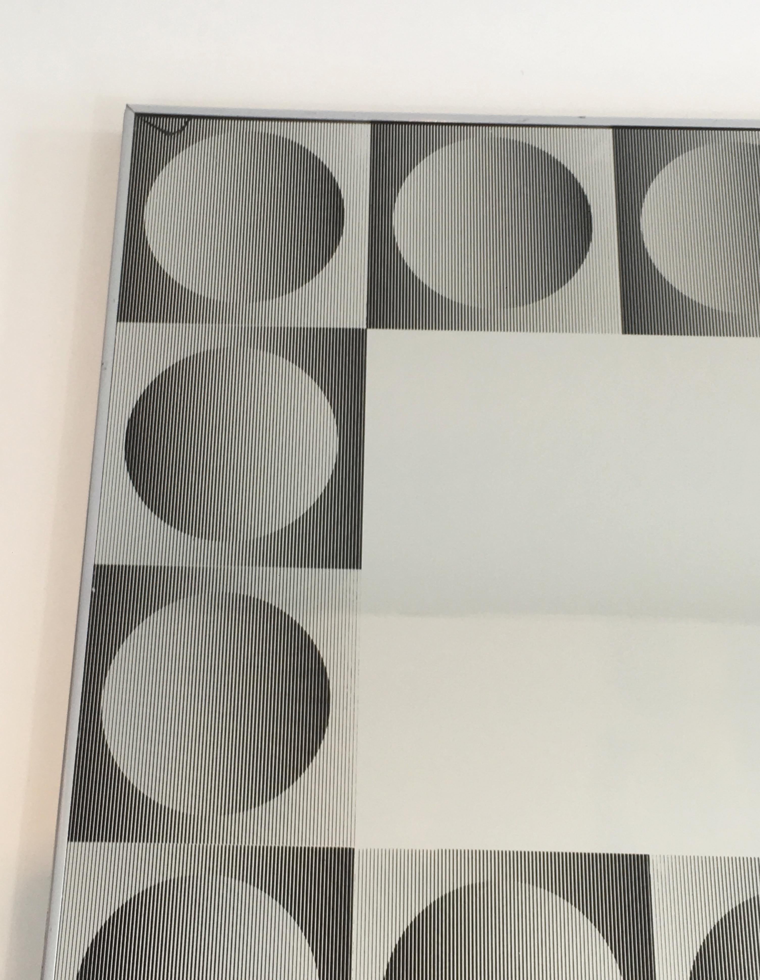 Mid-Century Modern In the Style of Victor Vasarely, Optique Art Mirror For Sale