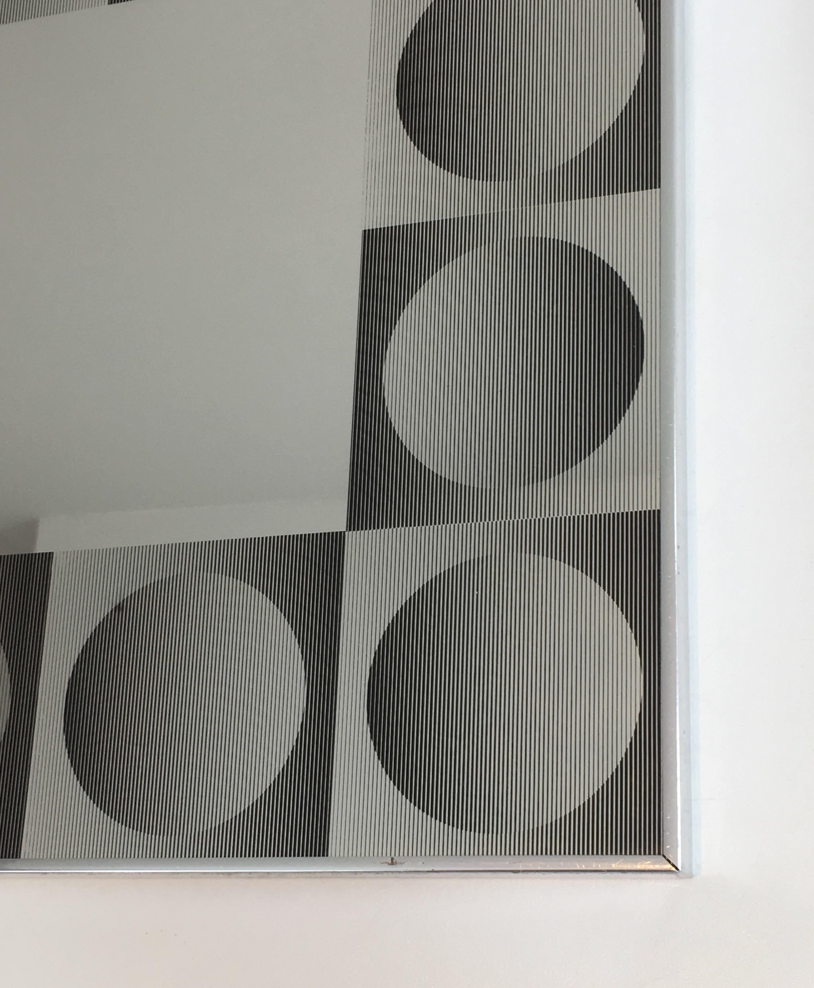 In the Style of Victor Vasarely, Optique Art Mirror For Sale 1