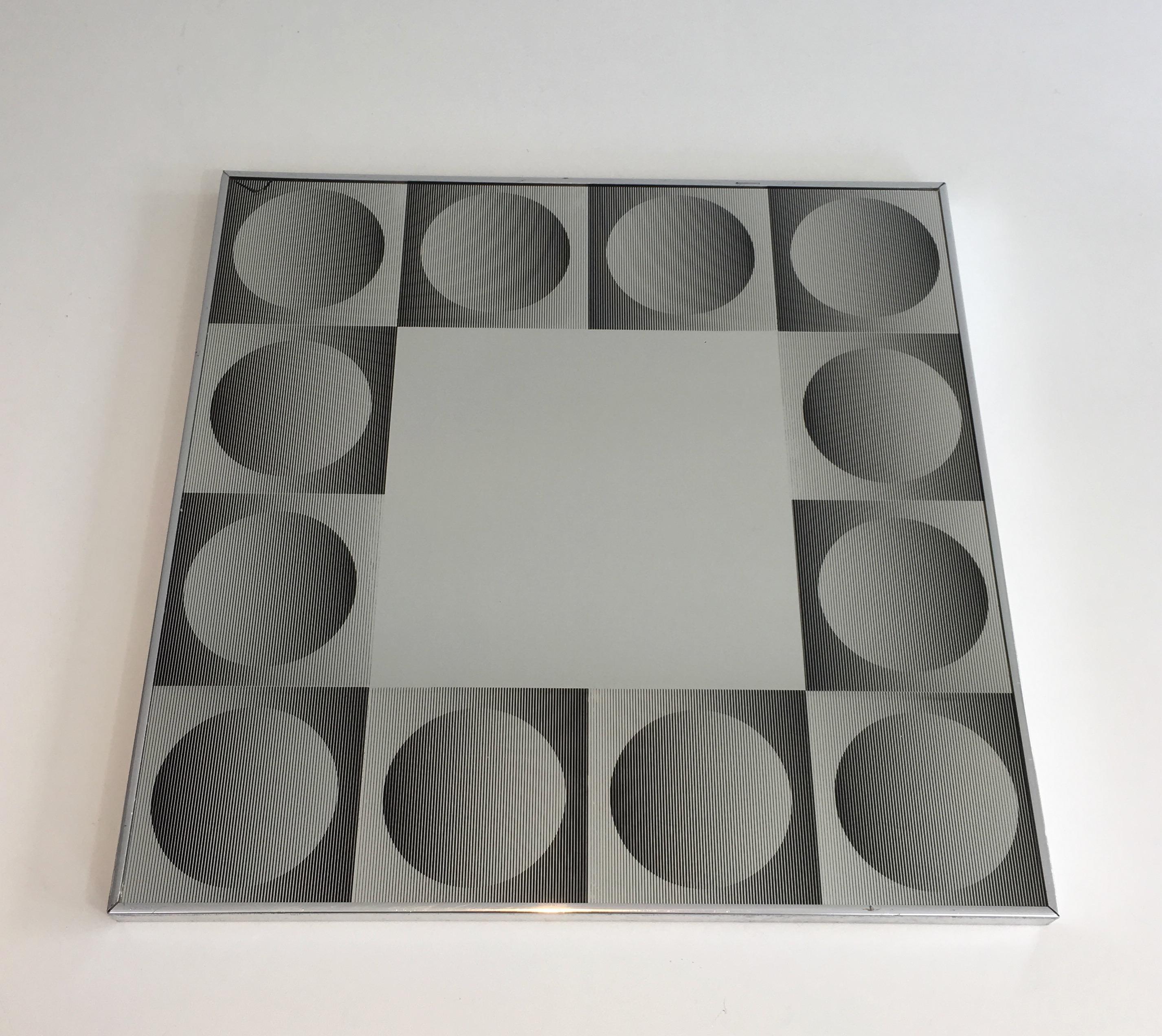 In the Style of Victor Vasarely, Optique Art Mirror For Sale 3