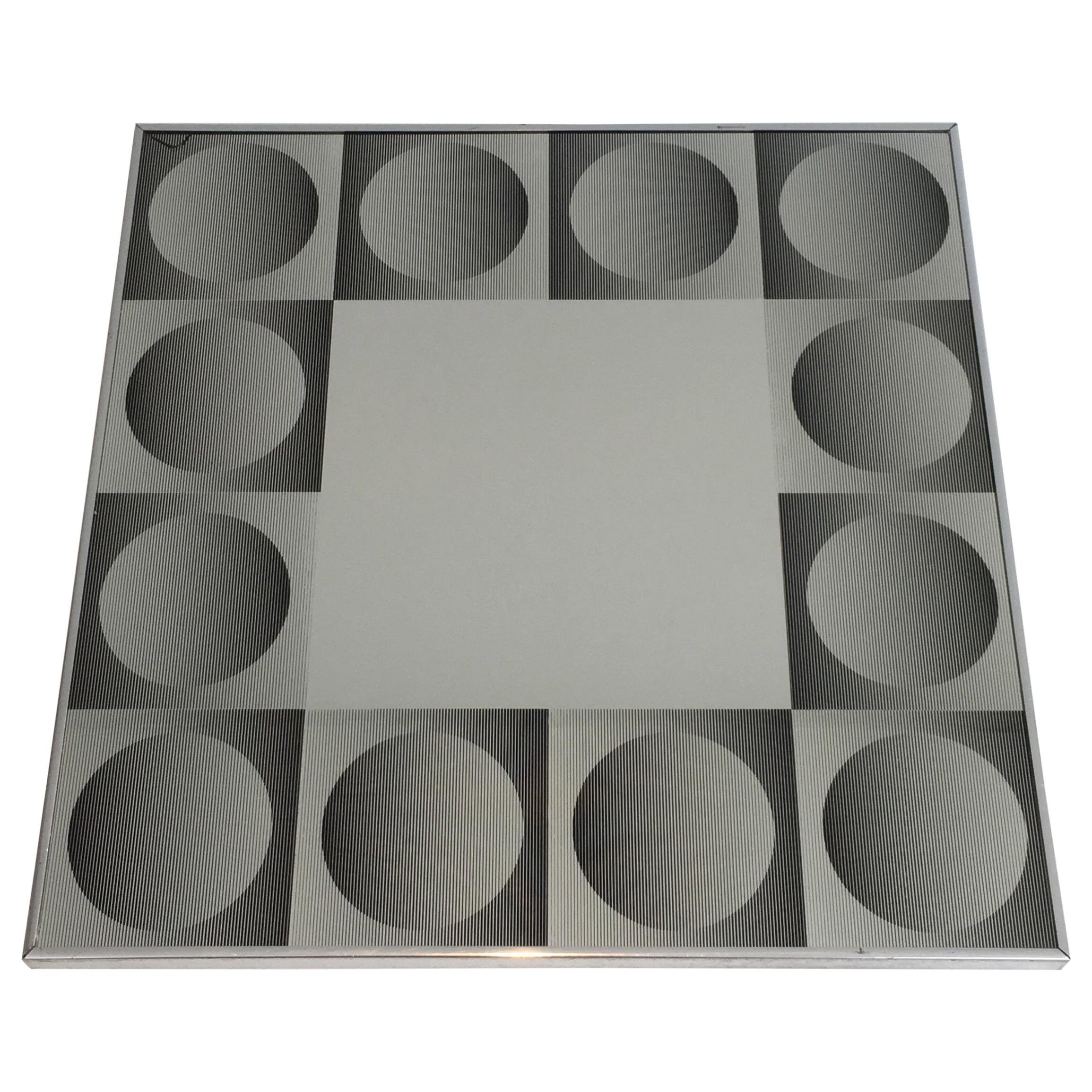 In the Style of Victor Vasarely, Optique Art Mirror For Sale