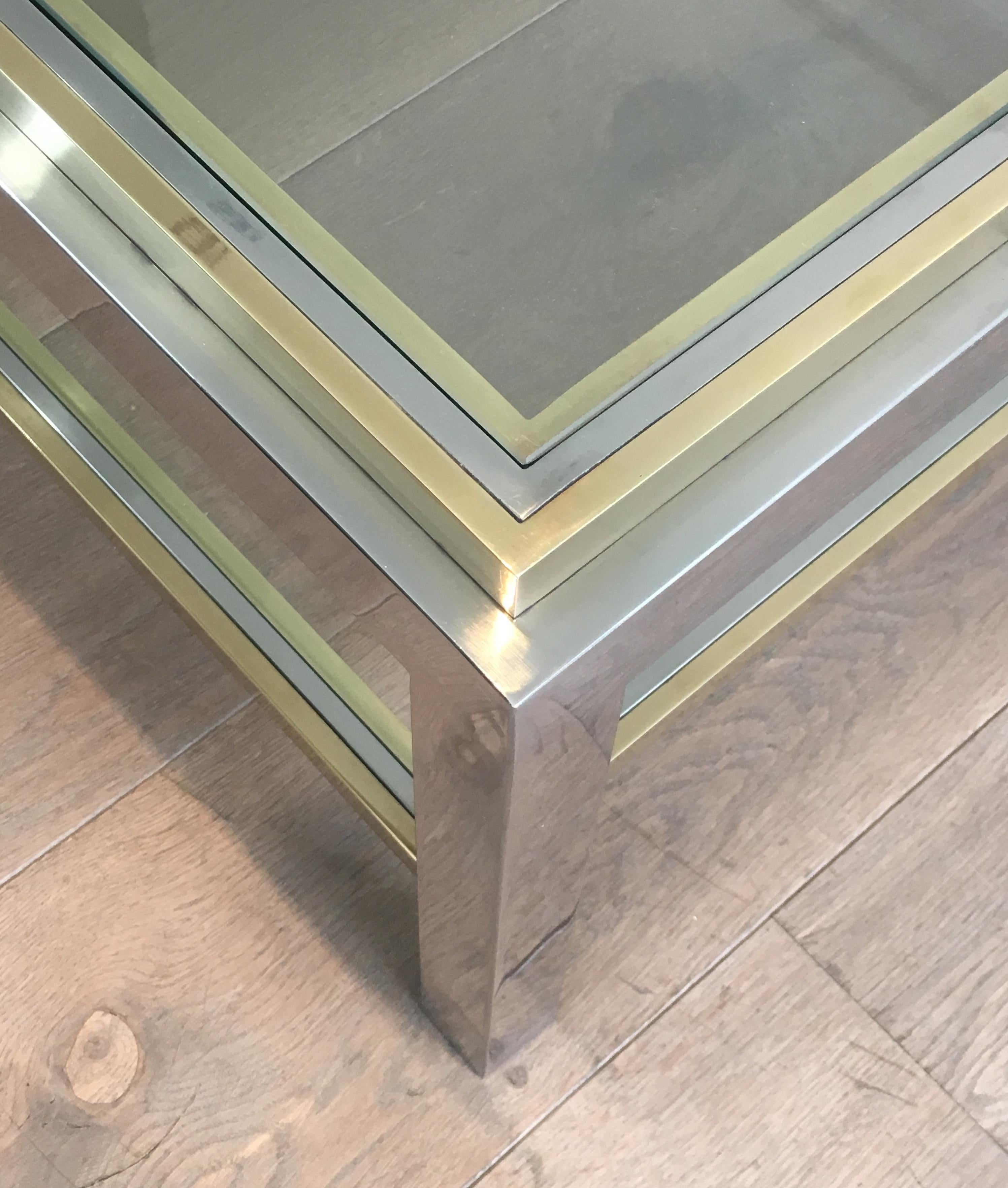 In the Style of Willy Rizzo, Chrome and Brass Coffee Table, French 8