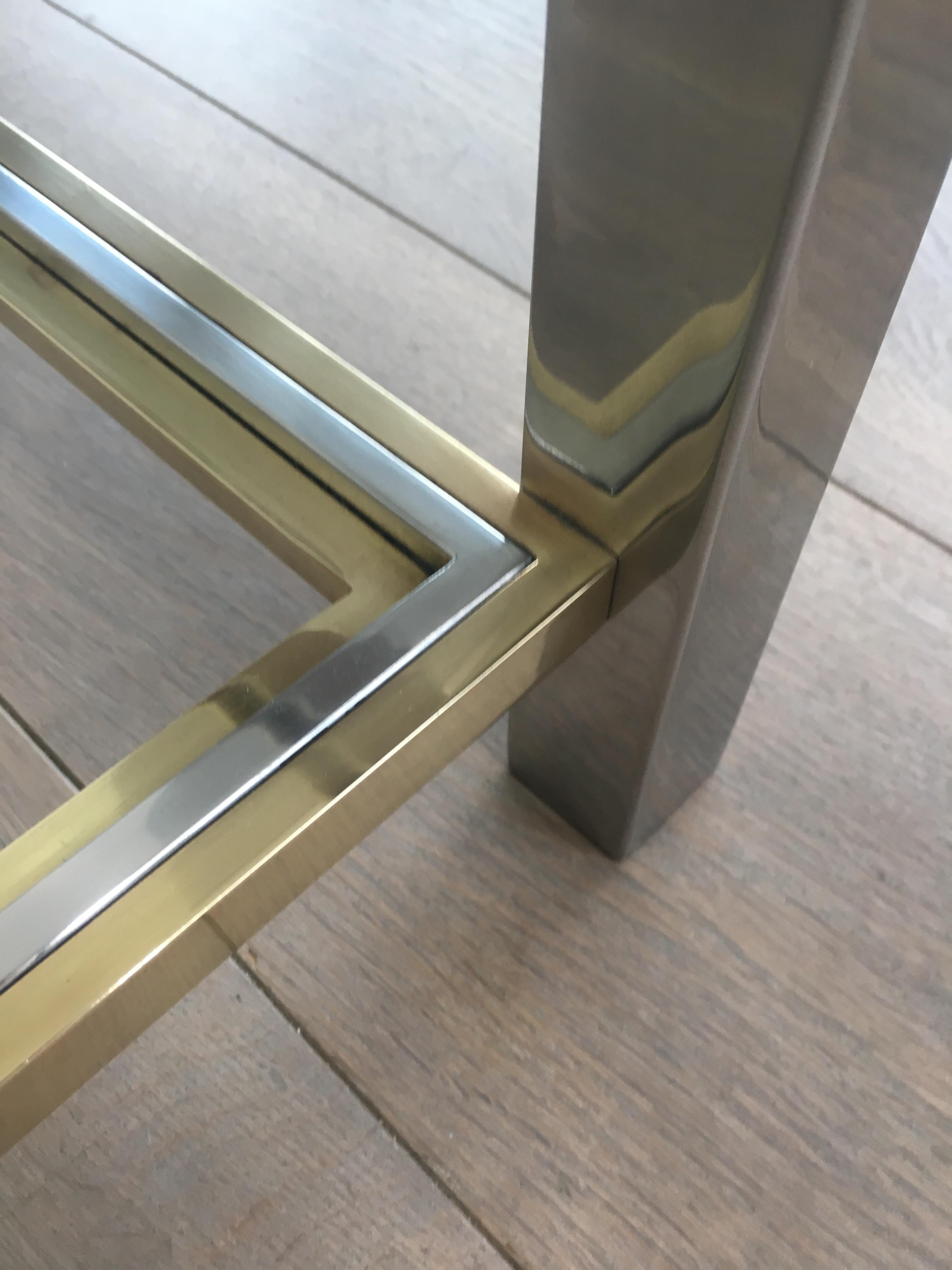 In the Style of Willy Rizzo, Chrome and Brass Coffee Table, French 14