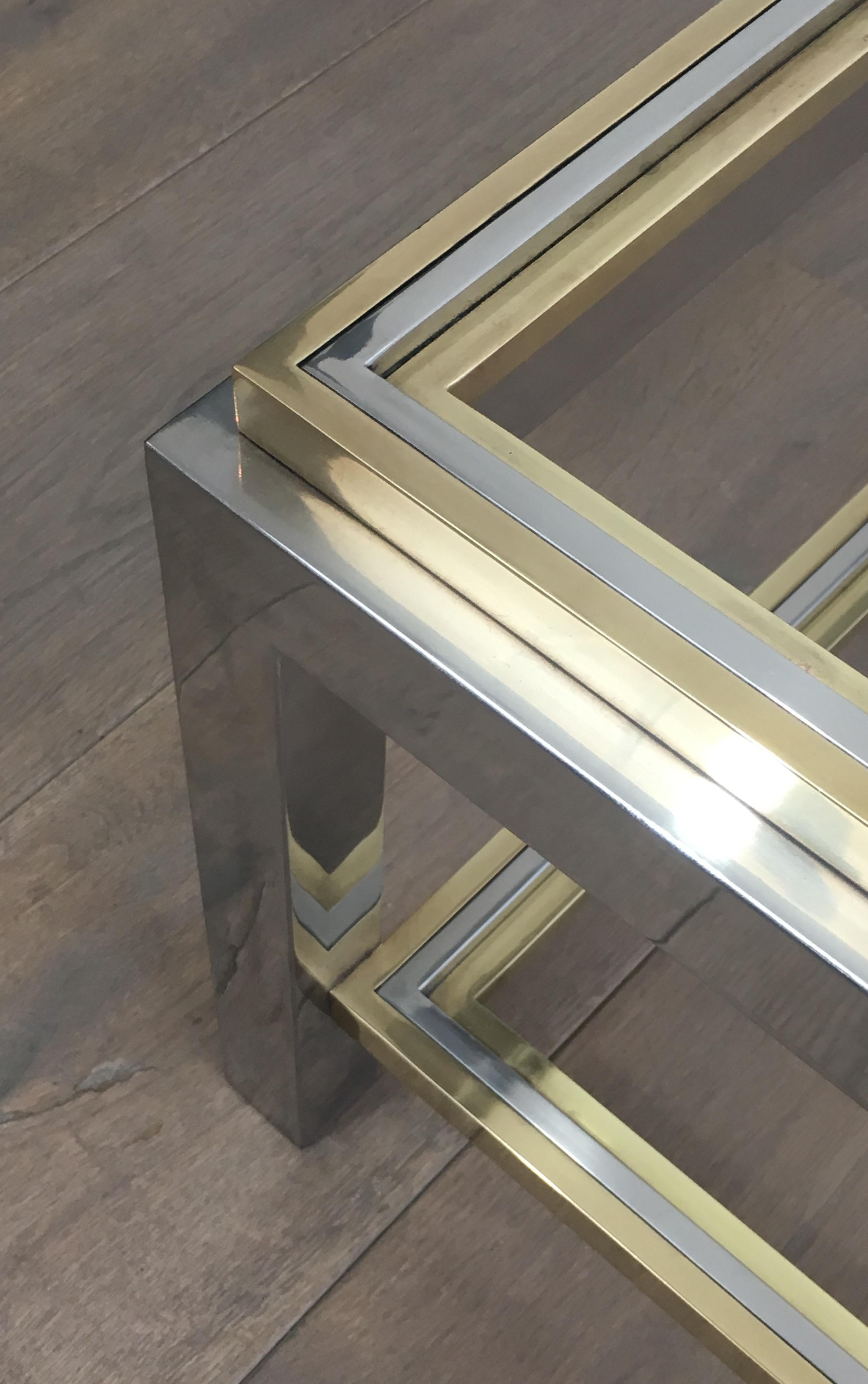 Late 20th Century In the Style of Willy Rizzo, Chrome and Brass Coffee Table, French