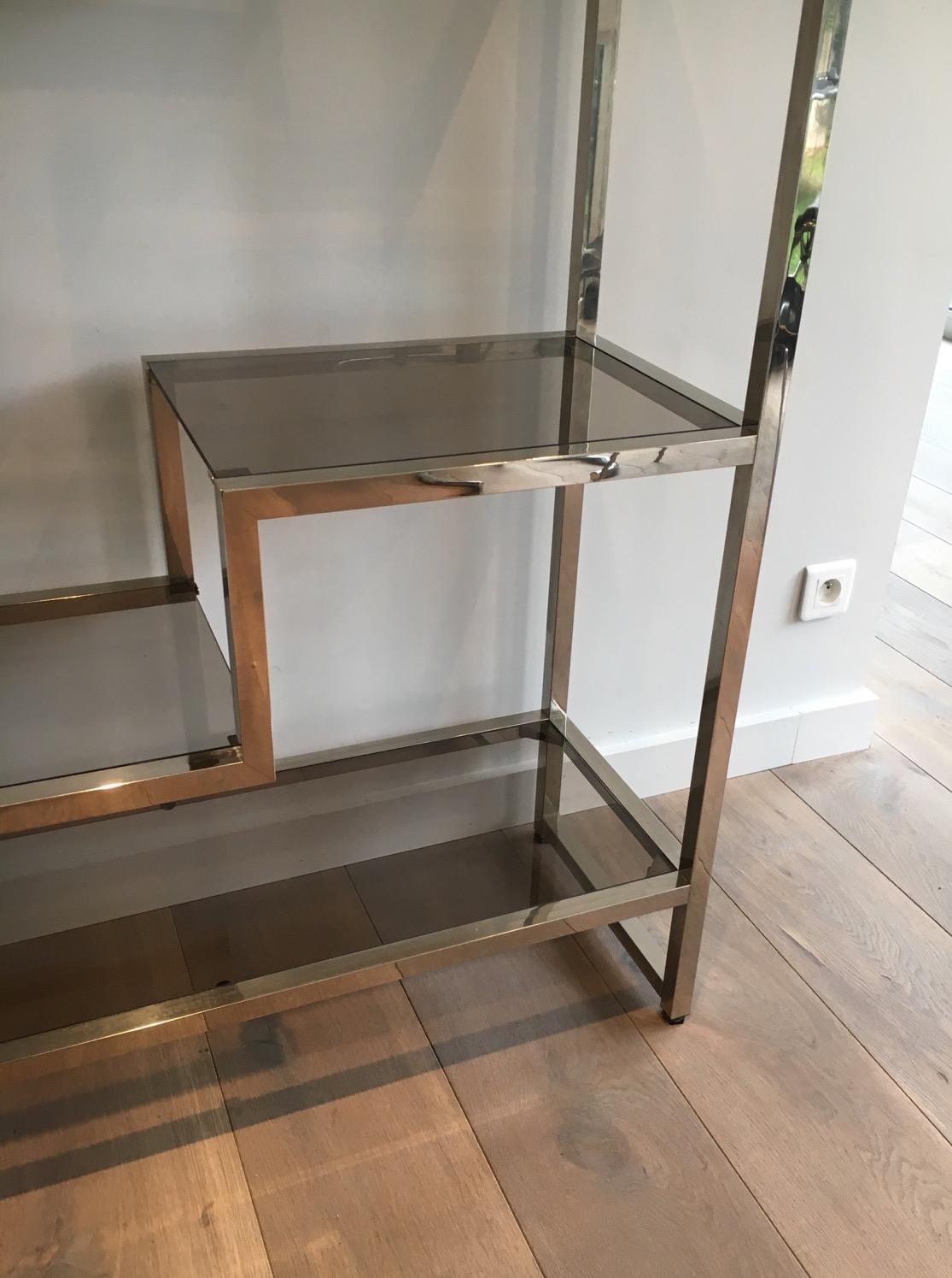 Late 20th Century Design Chrome Shelves Unit in the Style of Willy Rizzo, French, circa 1970 For Sale