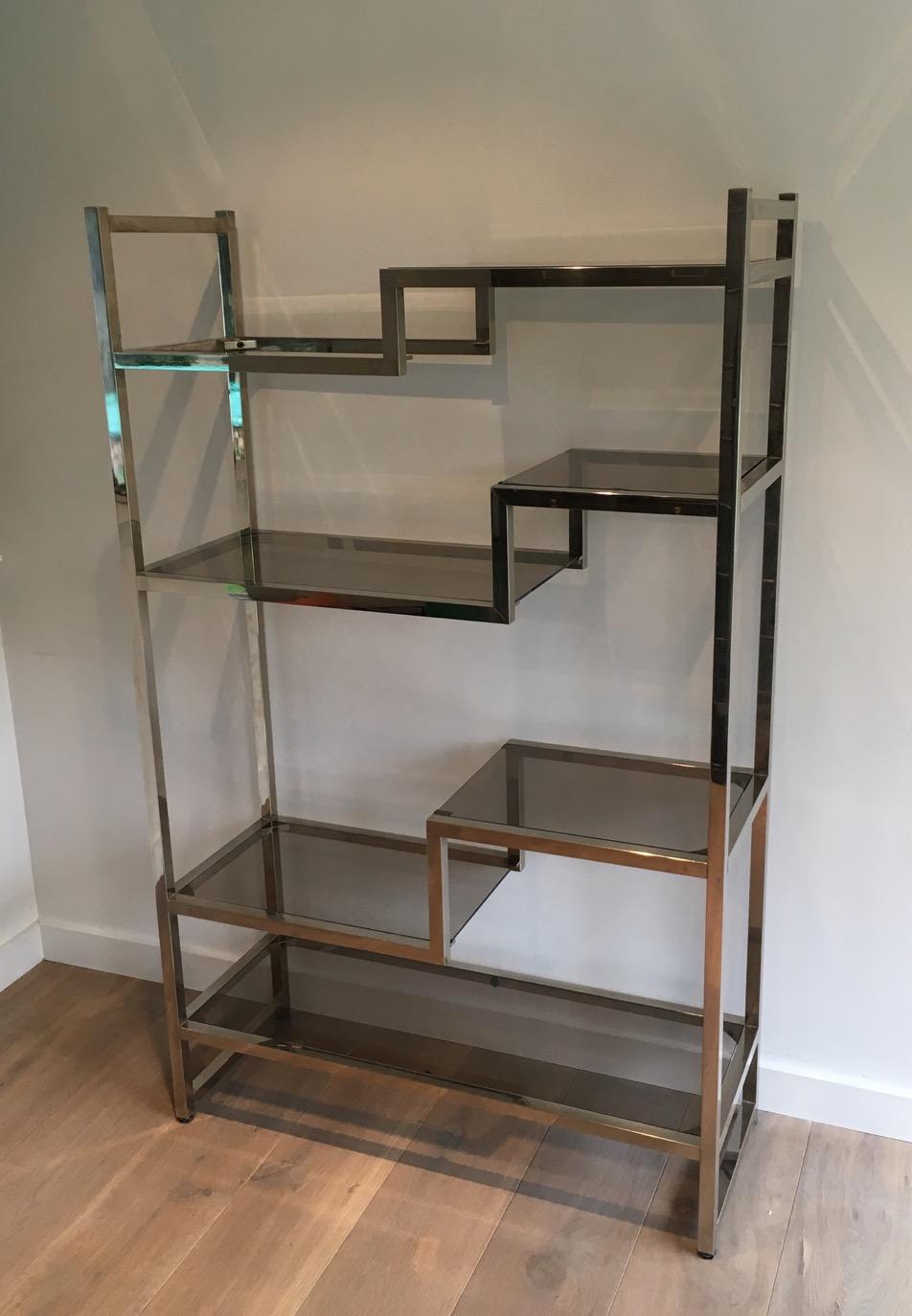 Design Chrome Shelves Unit in the Style of Willy Rizzo, French, circa 1970 For Sale 3