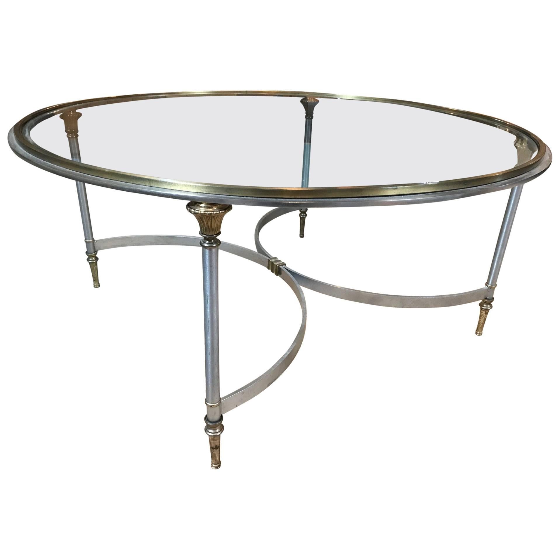 In the Style of Yale Burge Round Glass Table For Sale