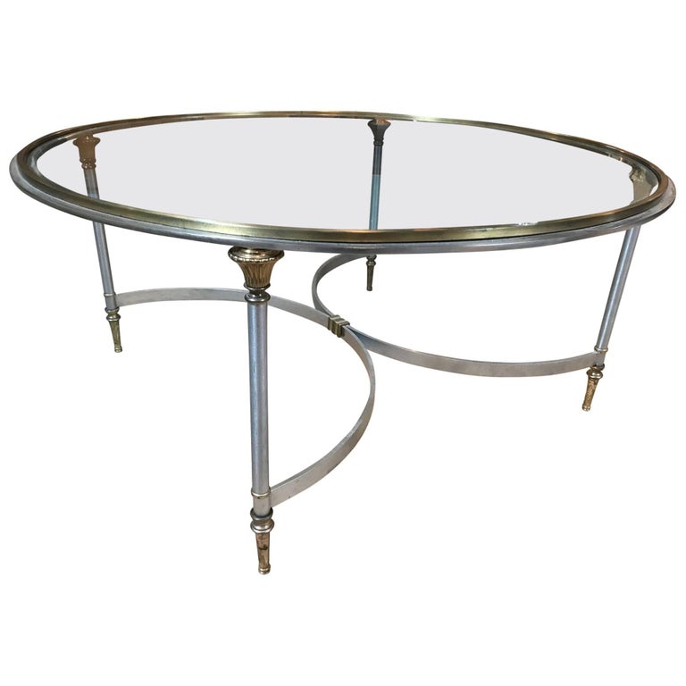 In the Style of Yale Burge Round Glass Table For Sale at 1stDibs
