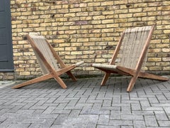 In the Style Poul Kjaerholm & Jørgen Høj 'Attribution' Lounge Chairs Pine Rope