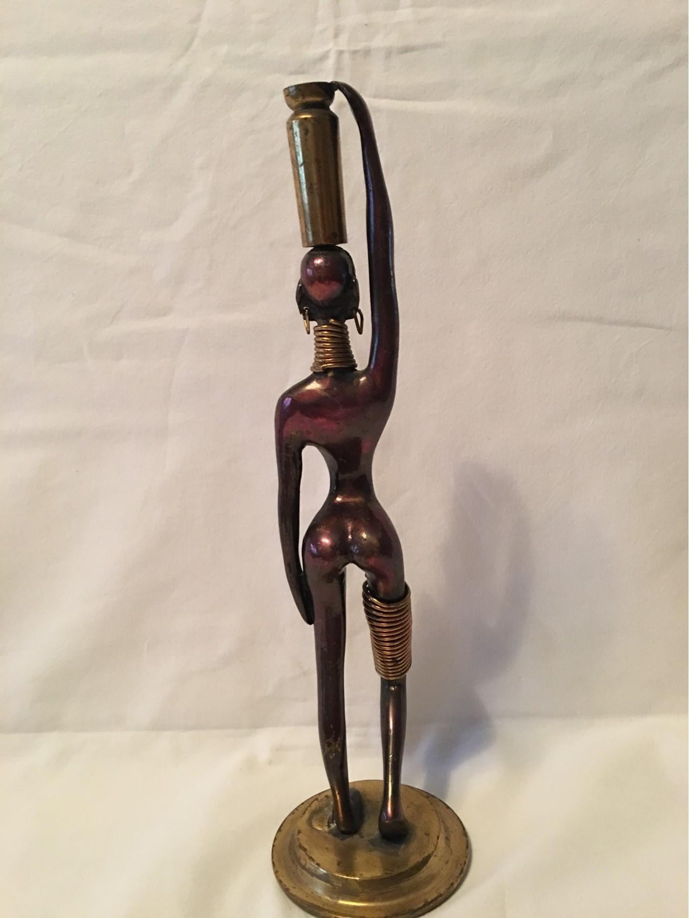 In the Styling’s of Karl Hagenauer, a lovely Bronze African Woman For Sale 2