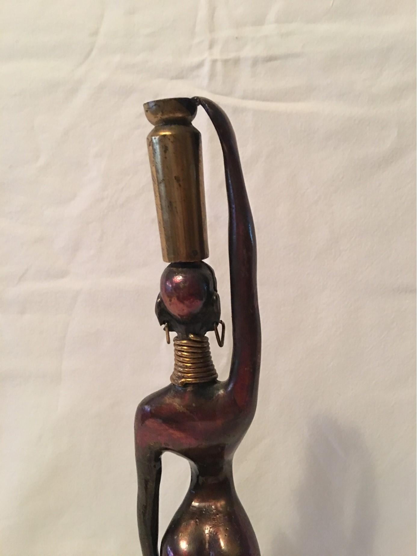 In the Styling’s of Karl Hagenauer, a lovely Bronze African Woman For Sale 3