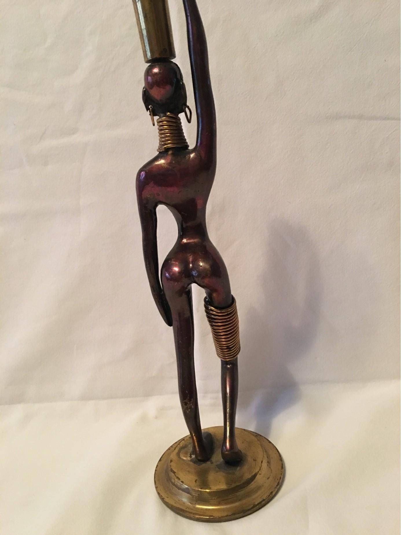 In the Styling’s of Karl Hagenauer, a lovely Bronze African Woman For Sale 4