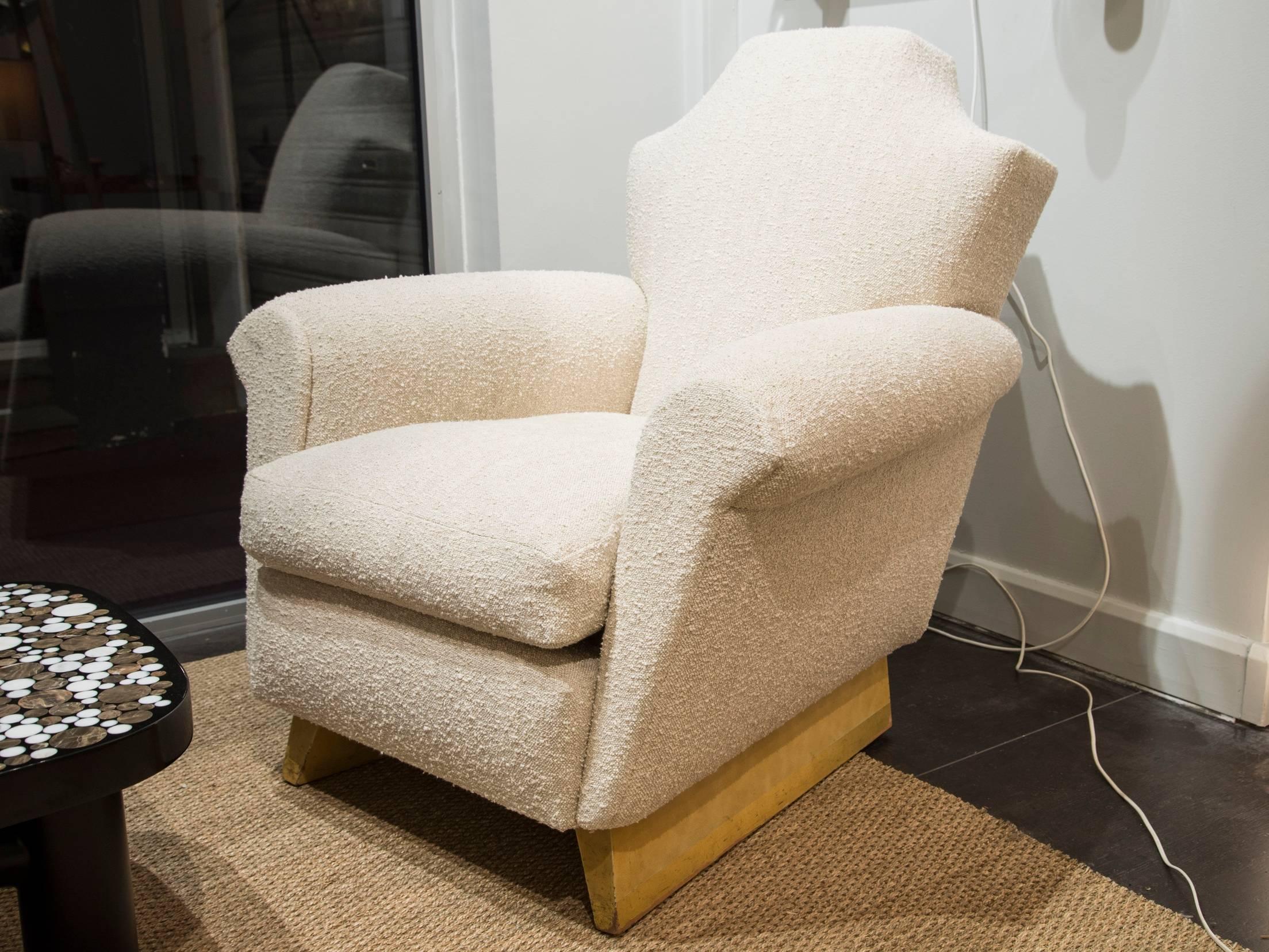 In the Taste of Arbus, Pair of Armchairs in Wood and Fabric, circa 1940 In Good Condition For Sale In Paris, FR