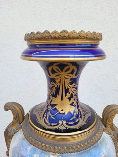 In The Taste Of Sèvres, Large Porcelain And Bronze Vase, 19th Century