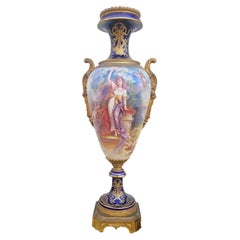 Al gusto de Sèvres, Gran jarrón de porcelana y bronce, Siglo XIX