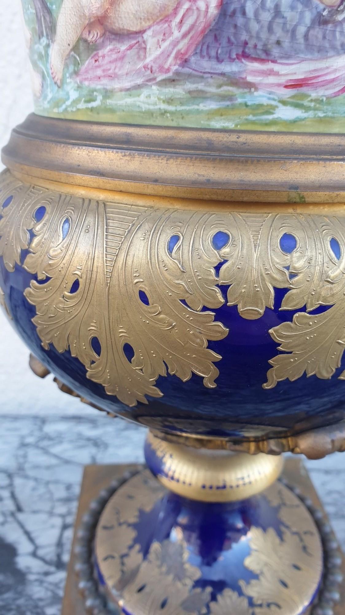 Bronze In The Taste Of Sèvres, Medici Vase, Napoleon III, 19th Century For Sale