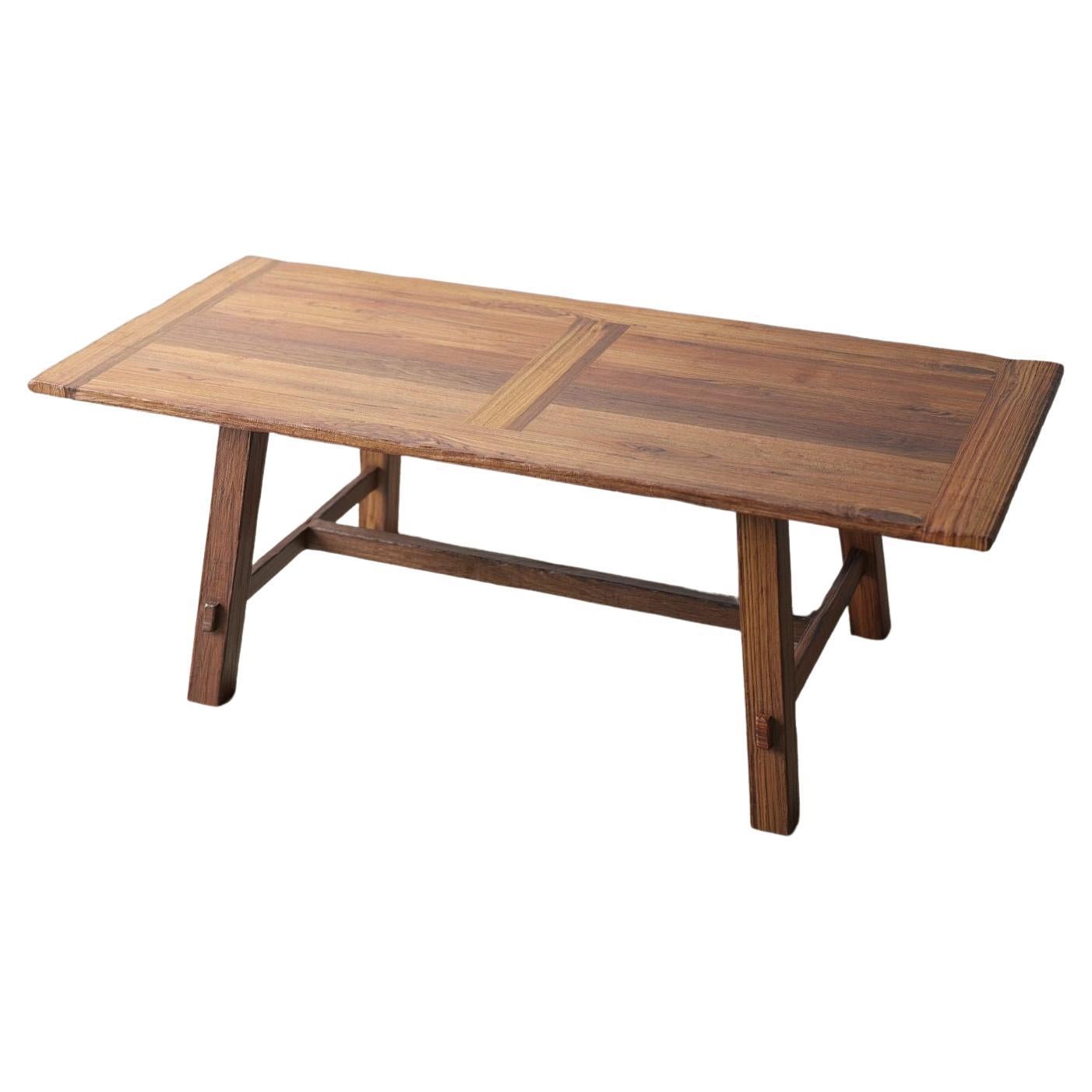 Solid Teak Natural Dining Table For Sale