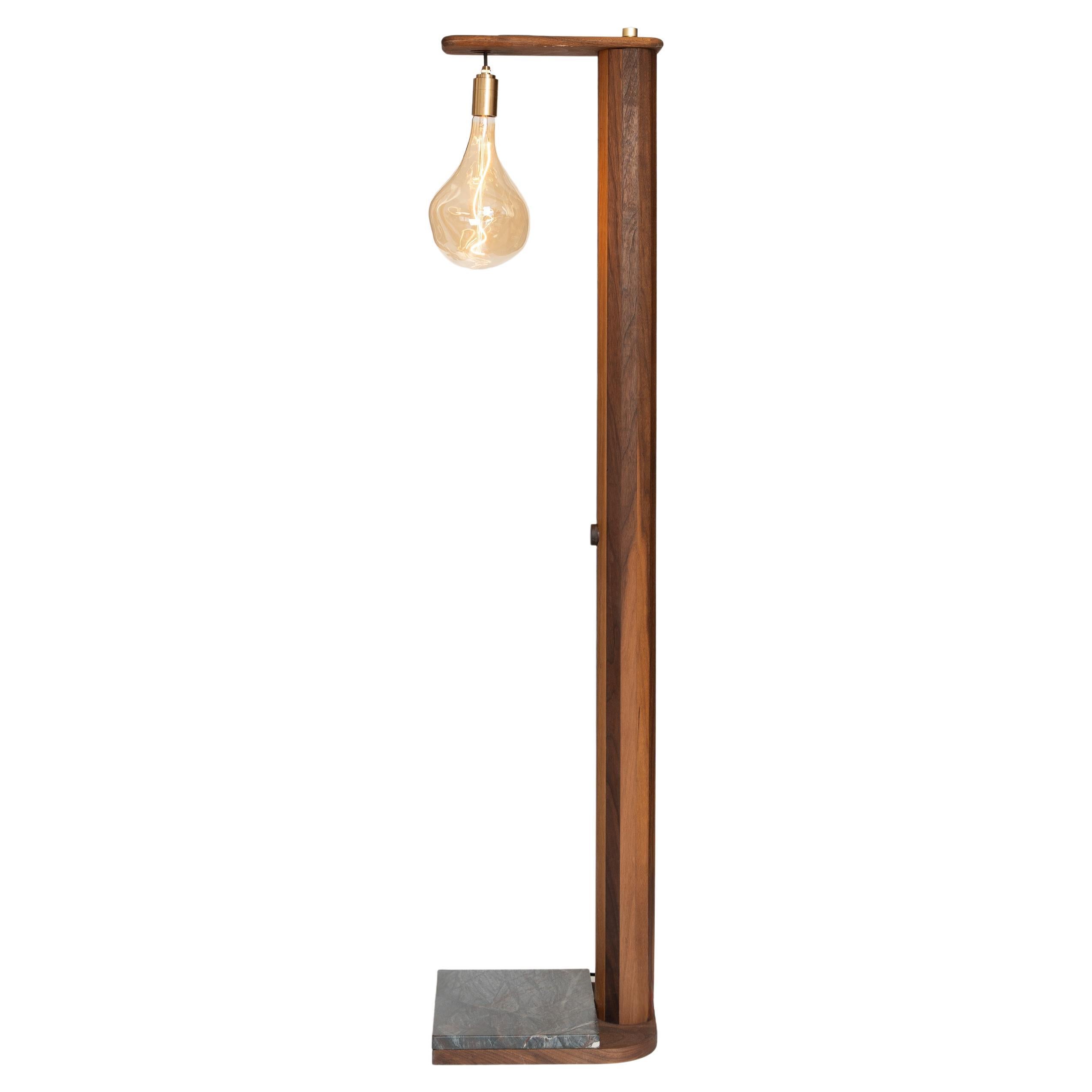 iN-v1 Walnut and Stone Floor Lamp For Sale