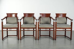In very good condition Art Deco design dining chairs with fabric upholstery