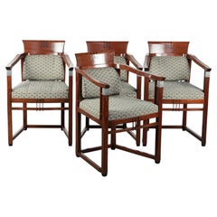 In very good condition Art Deco design dining chairs with fabric upholstery