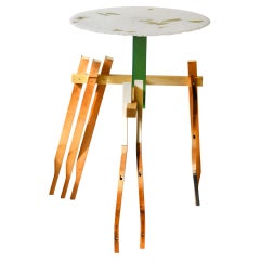 In Walked Bud – Sculptural Assemblage Side Table w/ Reclaimed Cast Glass Top