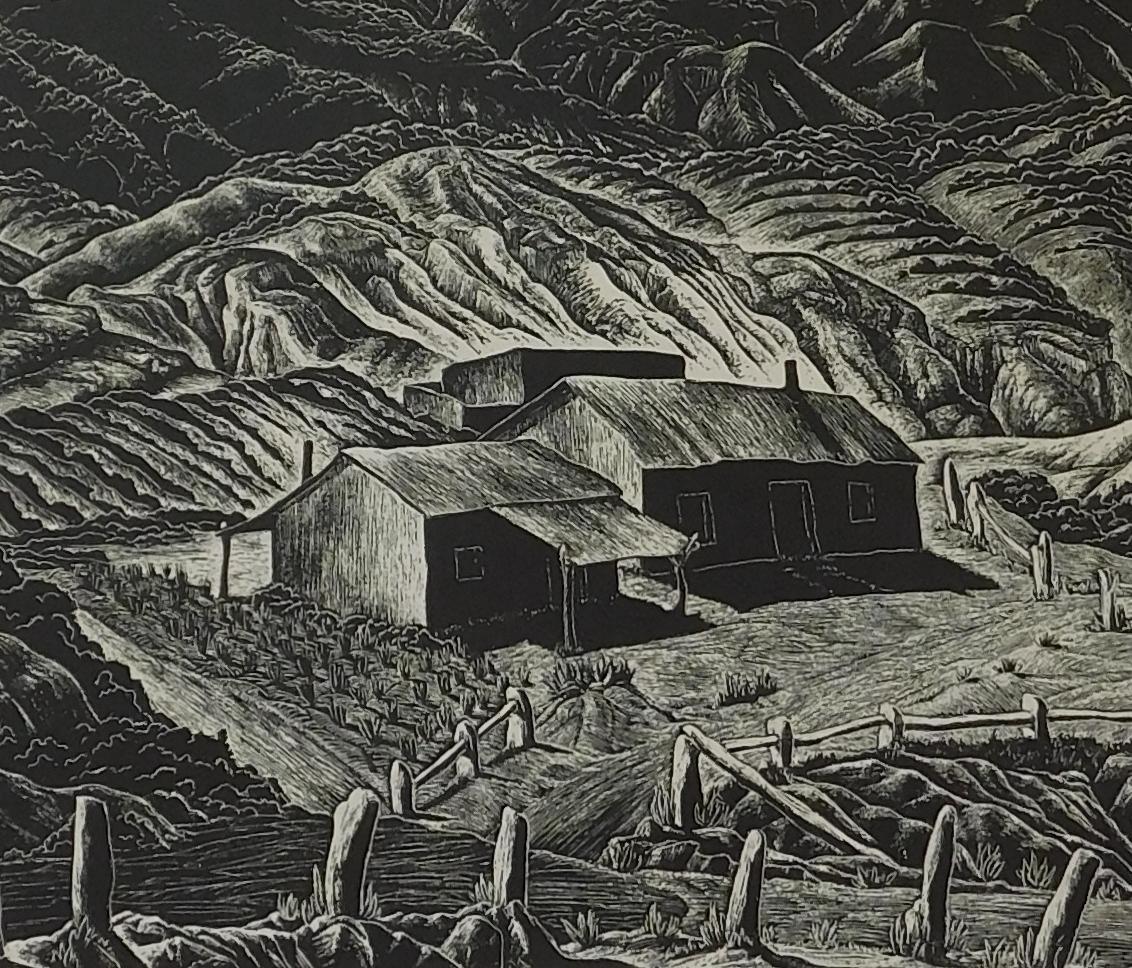 Ina Annette Original Woodcut, 1950 - Sheep Ranch For Sale 3