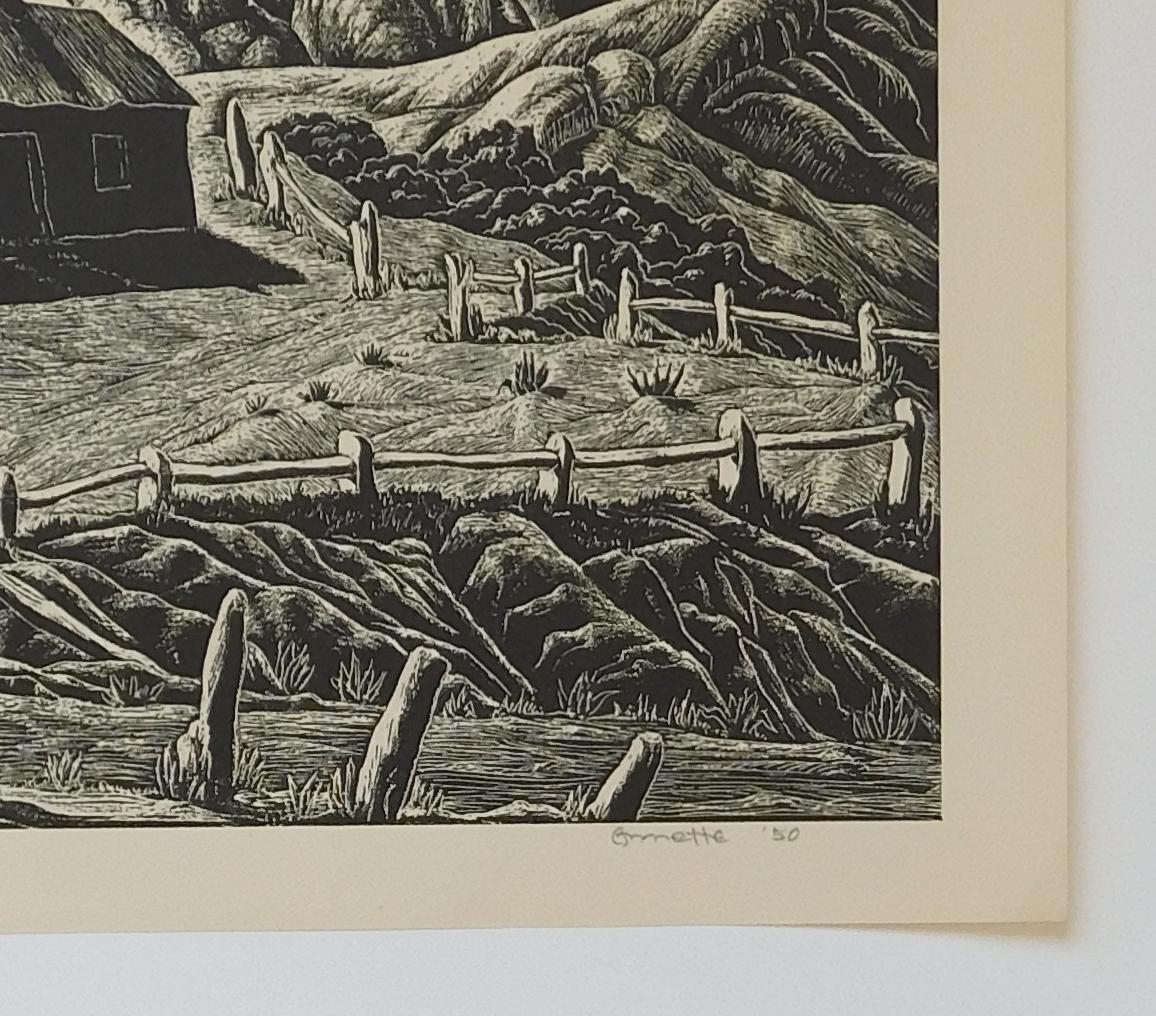 Ina Annette Original Woodcut, 1950 - Sheep Ranch For Sale 4