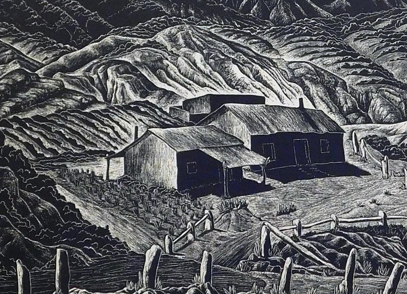 Ina Annette Original Woodcut, 1950 - Sheep Ranch For Sale 5