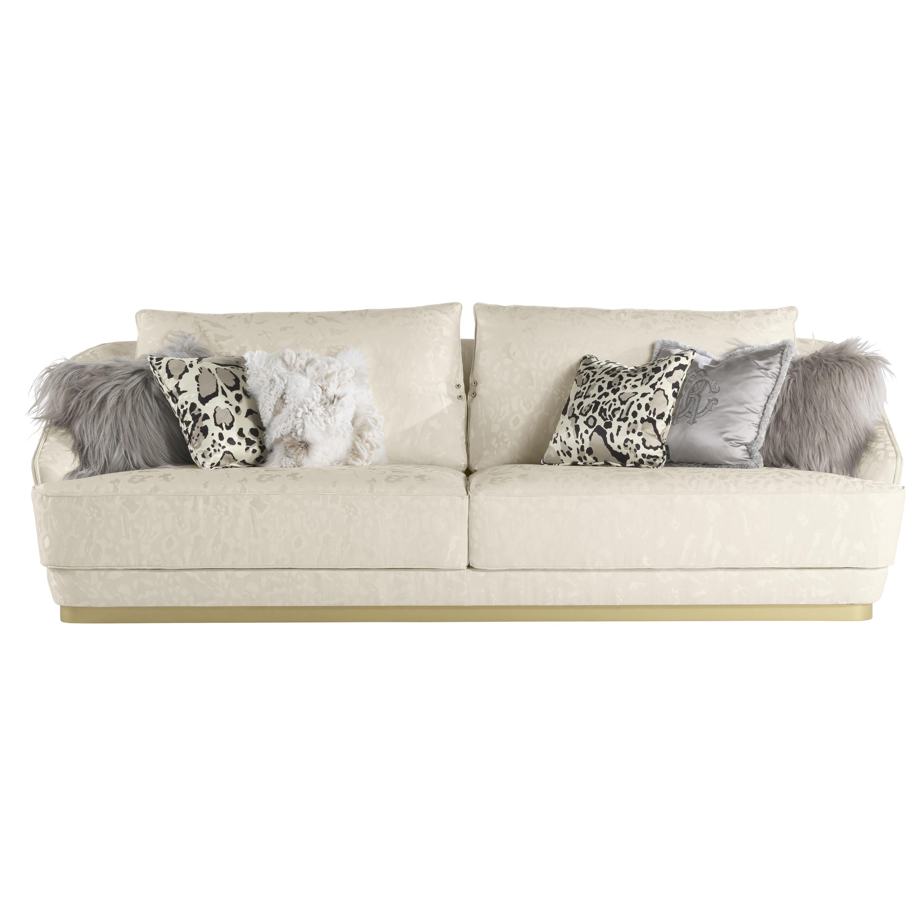 Roberto Cavalli Home Interiors Inanda 3-Seater Sofa in Fabric and Leather 