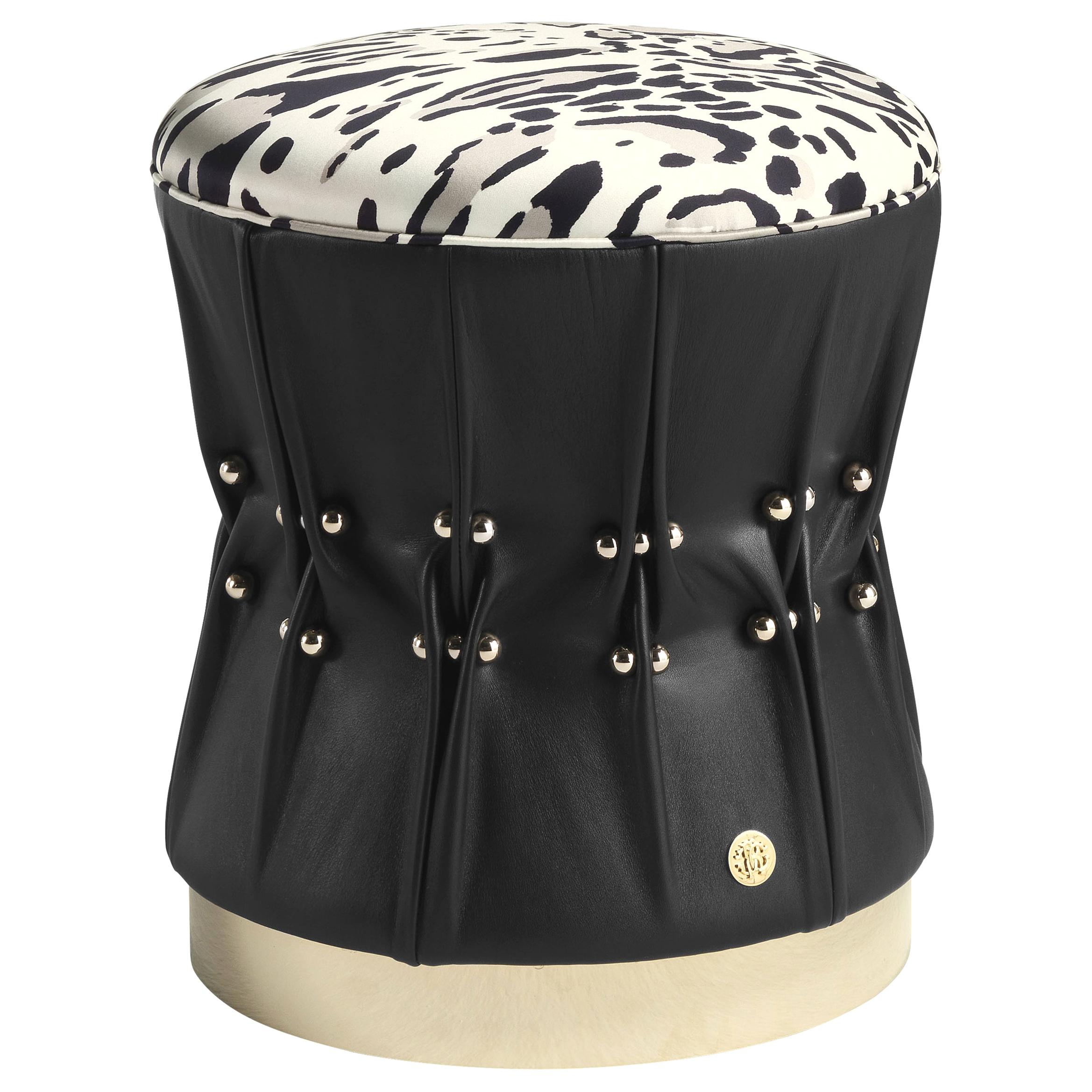 21st Century Inanda Pouf in Leather by Roberto Cavalli Home Interiors 