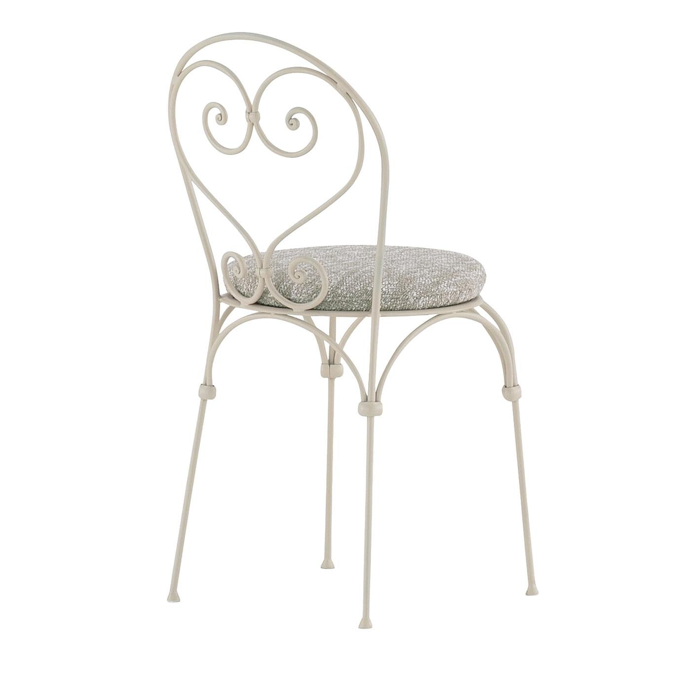 Inbloom Cushioned Wrought Iron White Outdoor Chair by Dante Negro In New Condition For Sale In Milan, IT