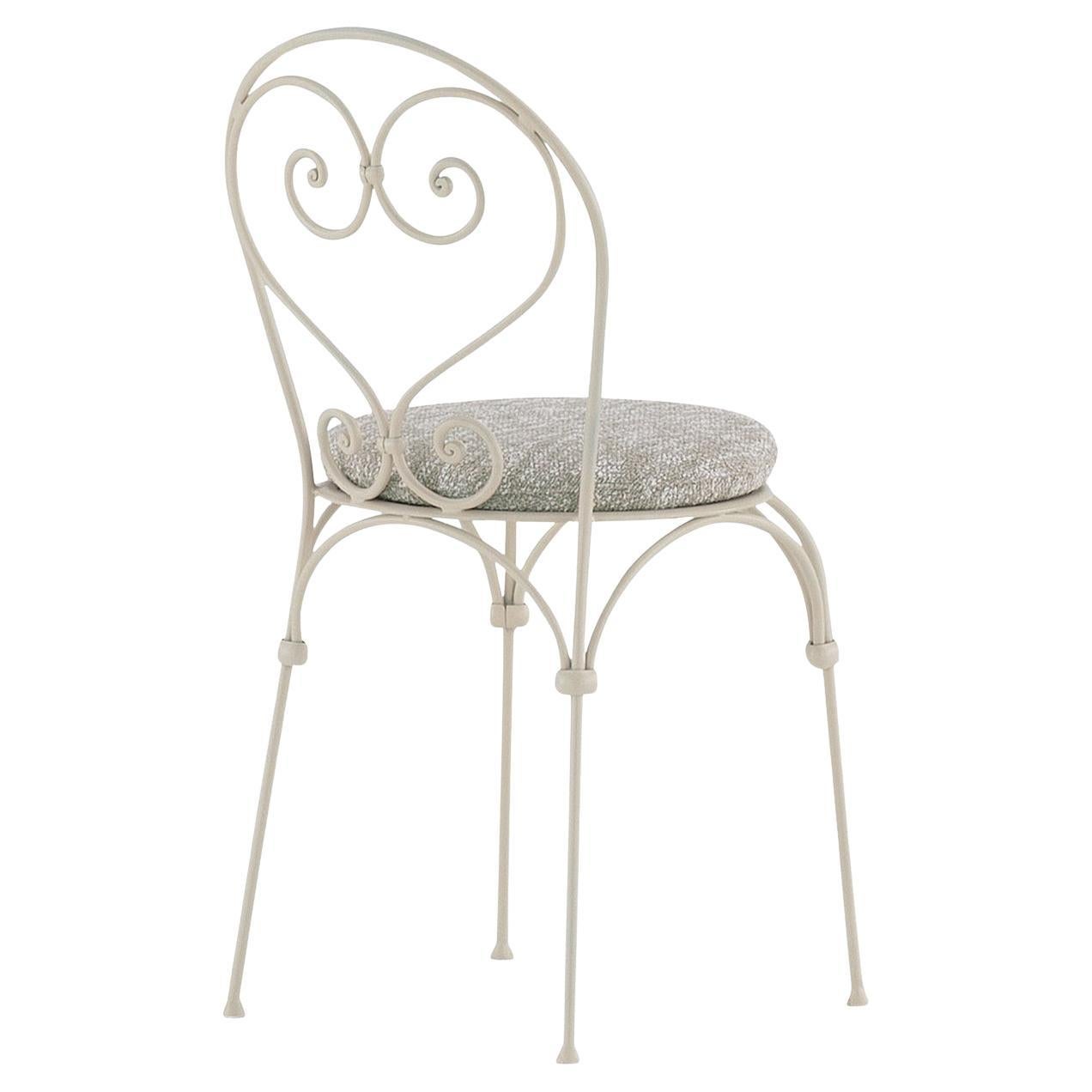 Inbloom Cushioned Wrought Iron White Outdoor Chair by Dante Negro