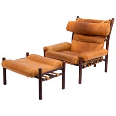 Inca Armchair with Ottoman Designed by Arne Norell, Sweden
